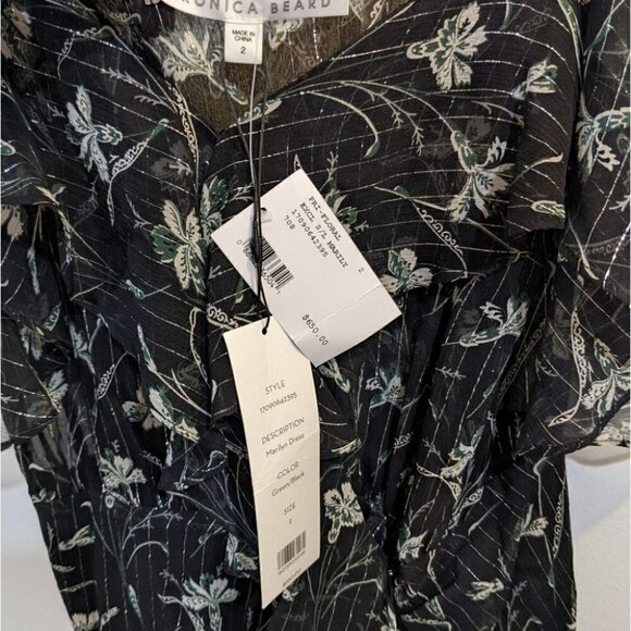 NWT Veronica Beard | Marilyn Cold Shoulder Ruffle Midi Dress - Picture 7 of 13